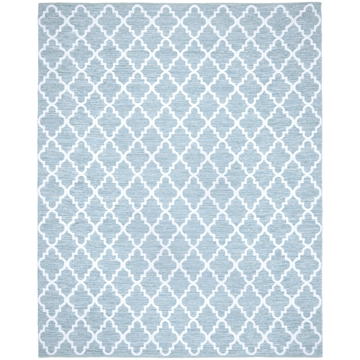 SAFAVIEH Montauk Crispian Geometric Quatrefoils Cotton Area Rug, Light Blue/Ivory, 11' x 15'