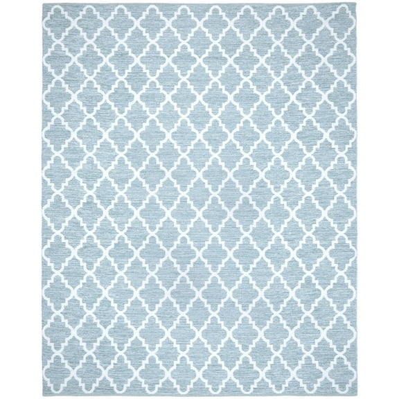 SAFAVIEH Montauk Crispian Geometric Quatrefoils Cotton Area Rug, Light Blue/Ivory, 2'3" x 3'9"
