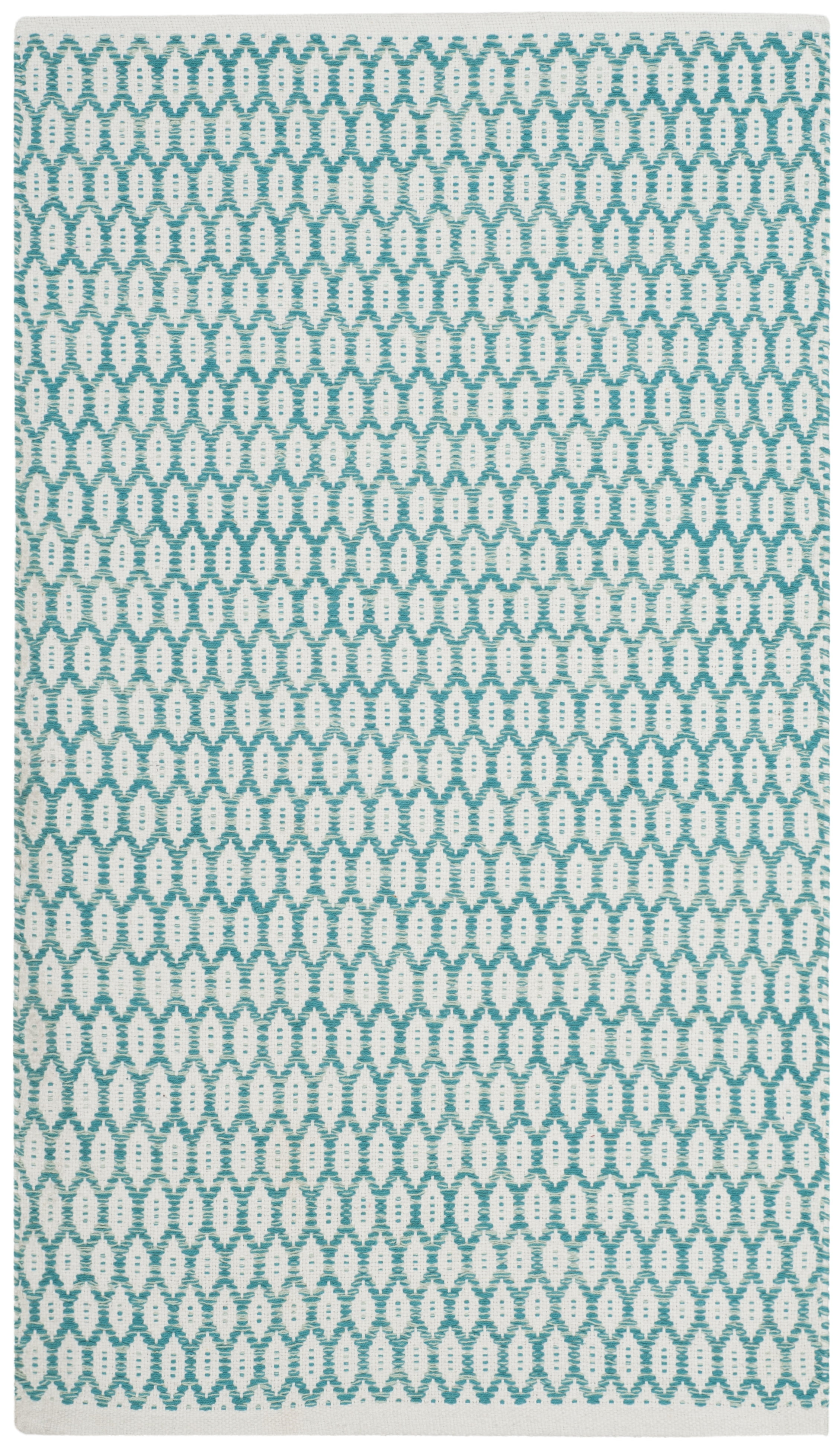 Handwoven Navy and Ivory Cotton Flatweave 2'3" x 3'9" Area Rug