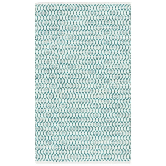 SAFAVIEH Montauk Crystal Geometric Cotton Area Rug, Aqua/Ivory, 2' x 3'