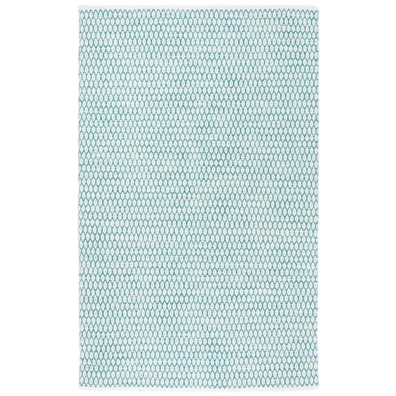 SAFAVIEH Montauk Crystal Geometric Cotton Area Rug, Aqua/Ivory, 5' x 8'