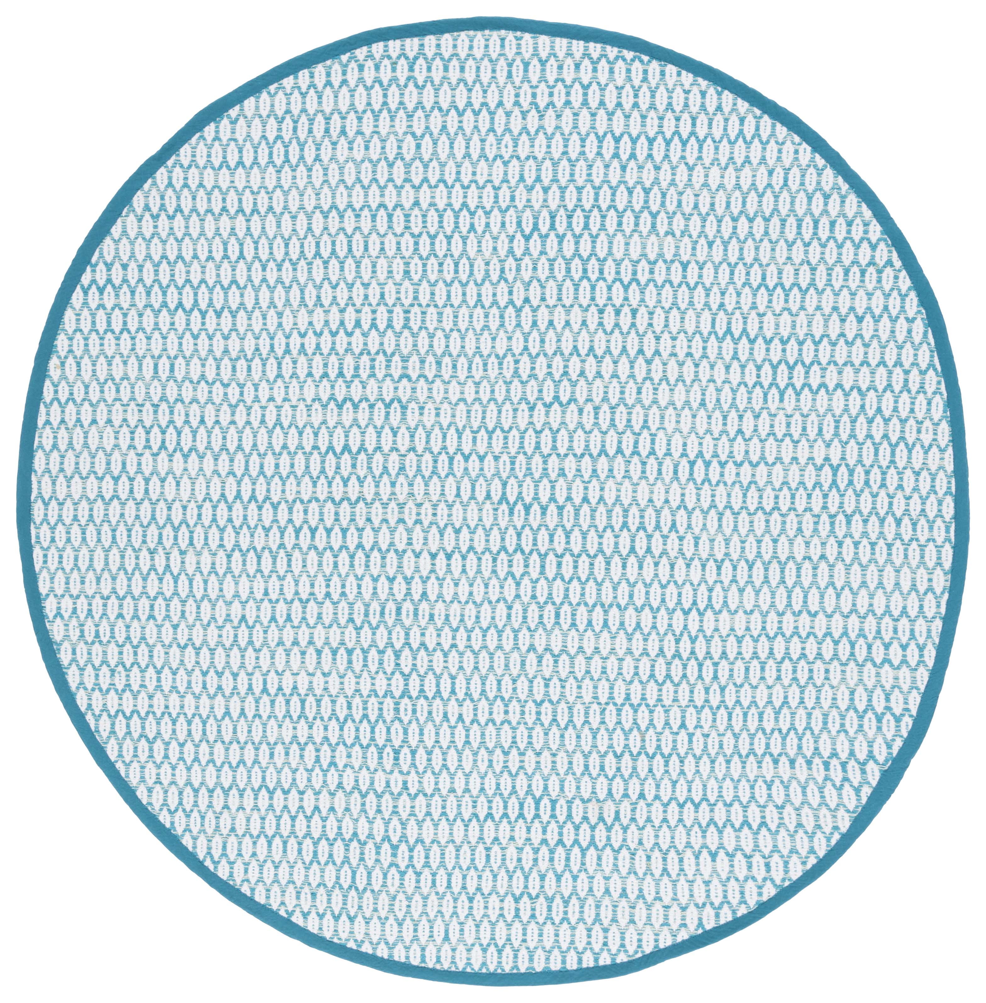 SAFAVIEH Montauk Crystal Geometric Cotton Area Rug, Aqua/Ivory, 6' x 6' Round