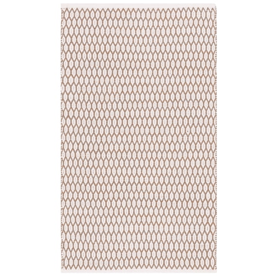 SAFAVIEH Montauk Crystal Geometric Cotton Area Rug, Beige/Ivory, 3' x 5'