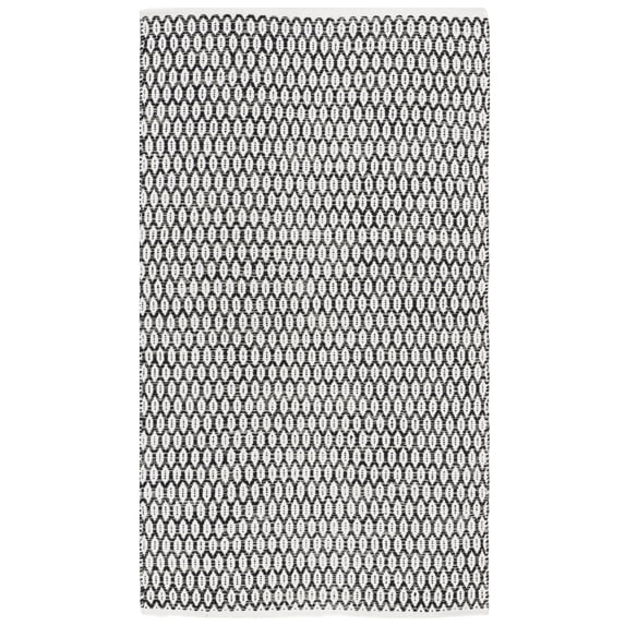 SAFAVIEH Montauk Crystal Geometric Cotton Area Rug, Black/Ivory, 4' x 6'
