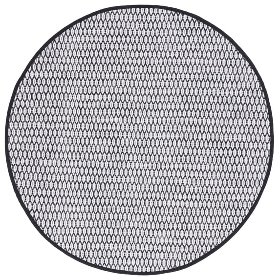 SAFAVIEH Montauk Crystal Geometric Cotton Area Rug, Black/Ivory, 6' x 6' Round