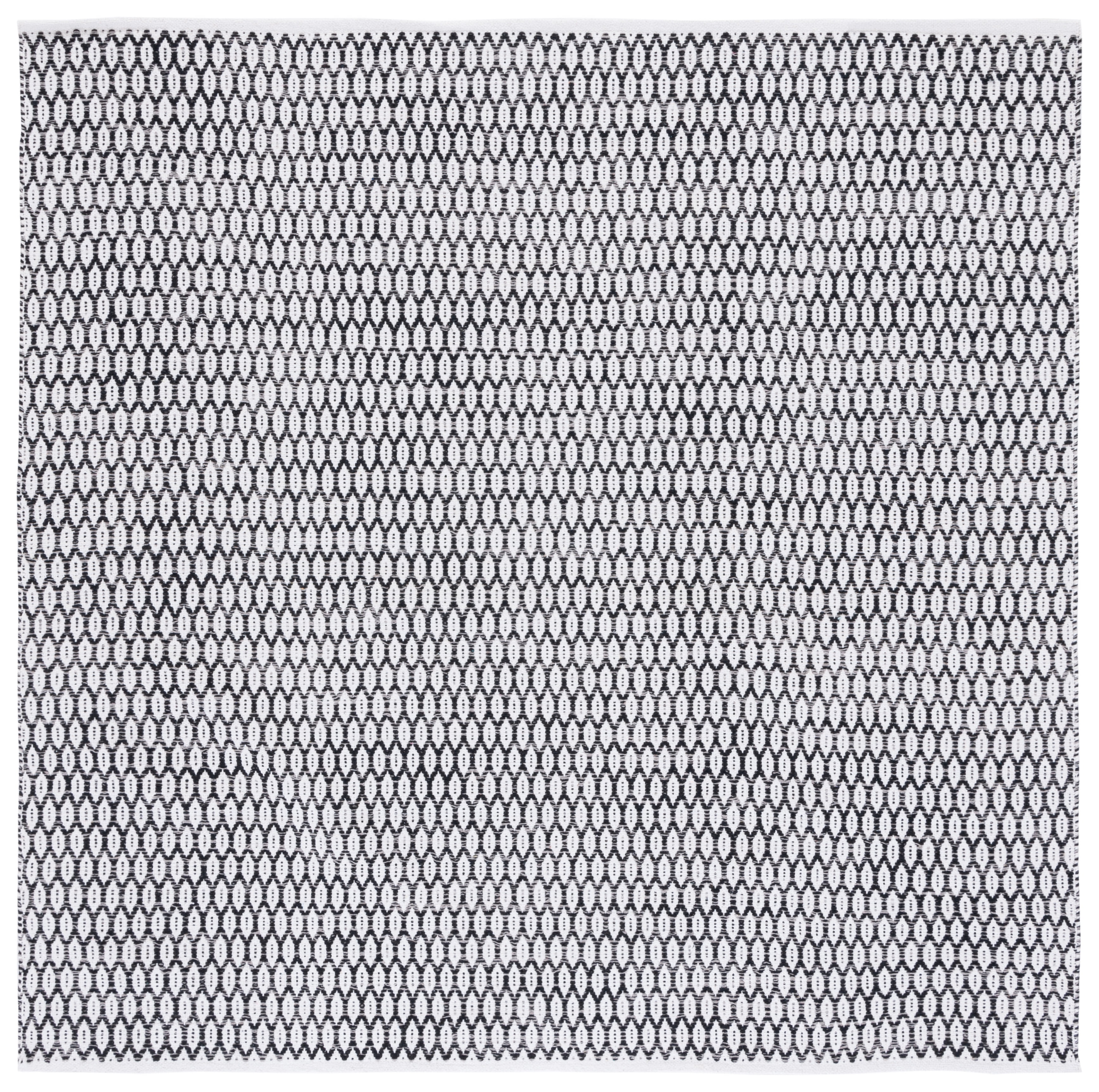 Gray Geometric Handwoven Cotton 6' Square Rug