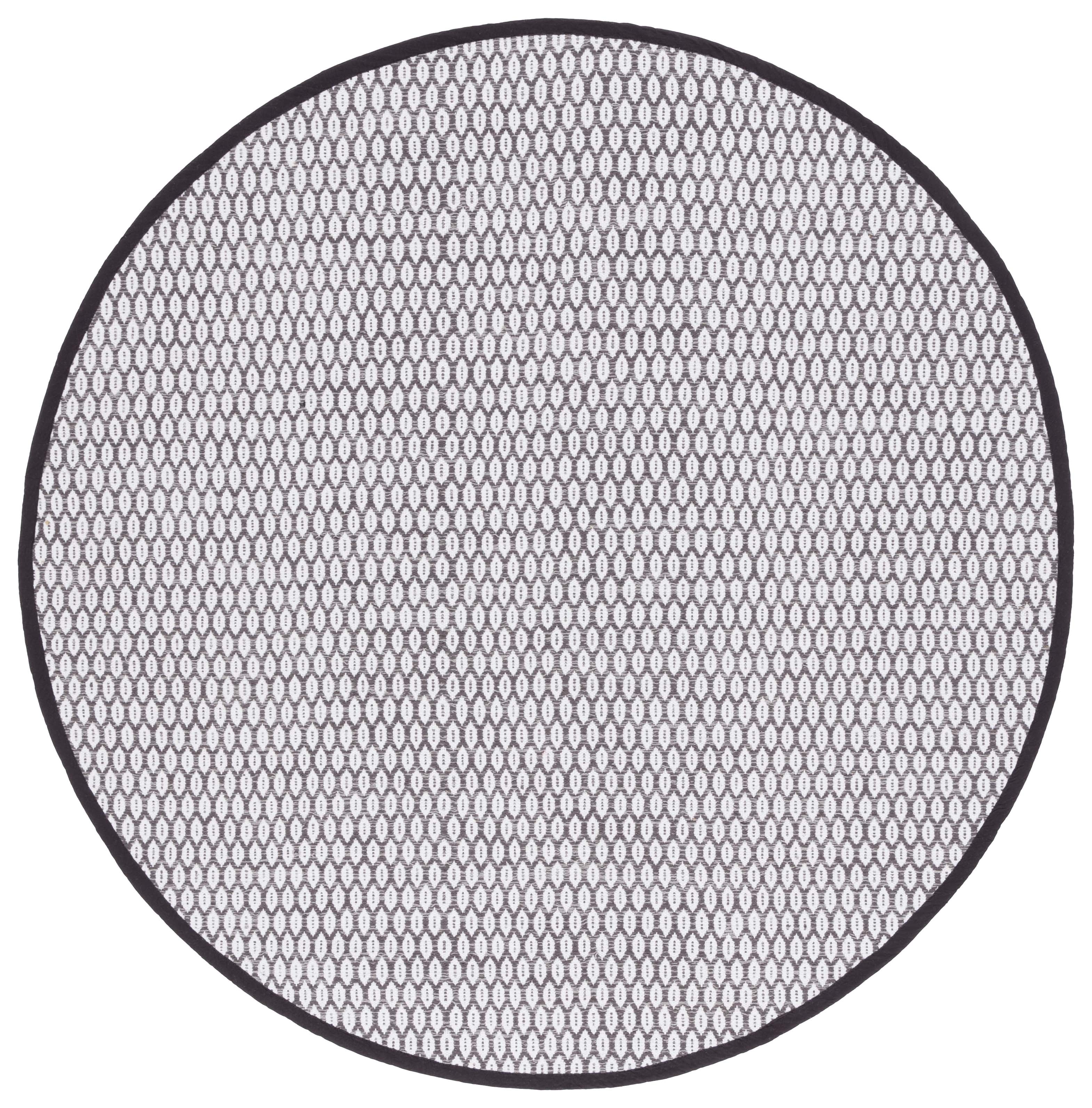 SAFAVIEH Montauk Crystal Geometric Cotton Area Rug, Charcoal/Ivory, 6' x 6' Round