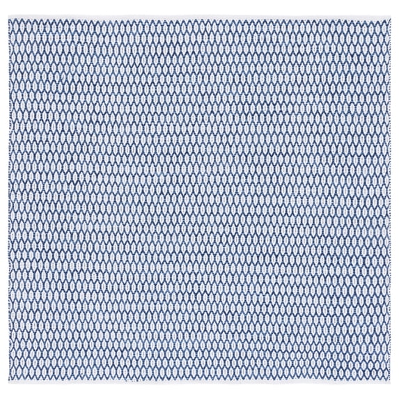 SAFAVIEH Montauk Crystal Geometric Cotton Area Rug, Navy/Ivory, 6' x 6' Square