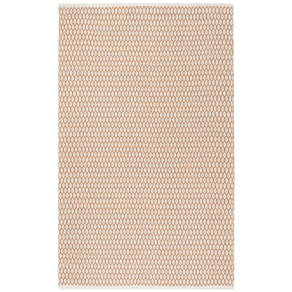 SAFAVIEH Montauk Crystal Geometric Cotton Area Rug, Orange/Ivory, 5' x 8'