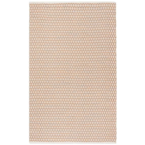 SAFAVIEH Montauk Crystal Geometric Cotton Area Rug, Orange/Ivory, 8' x 10'