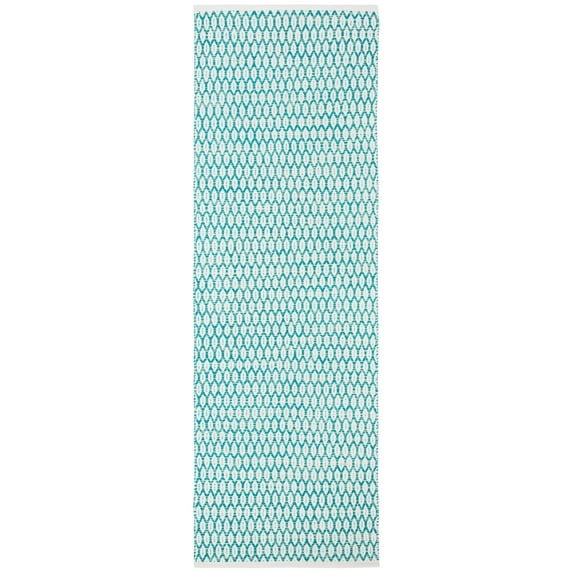 SAFAVIEH Montauk Crystal Geometric Cotton Runner Rug, Aqua/Ivory, 2'3" x 8'