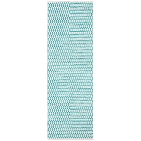 SAFAVIEH Montauk Crystal Geometric Cotton Runner Rug, Aqua/Ivory, 2'3" x 9'