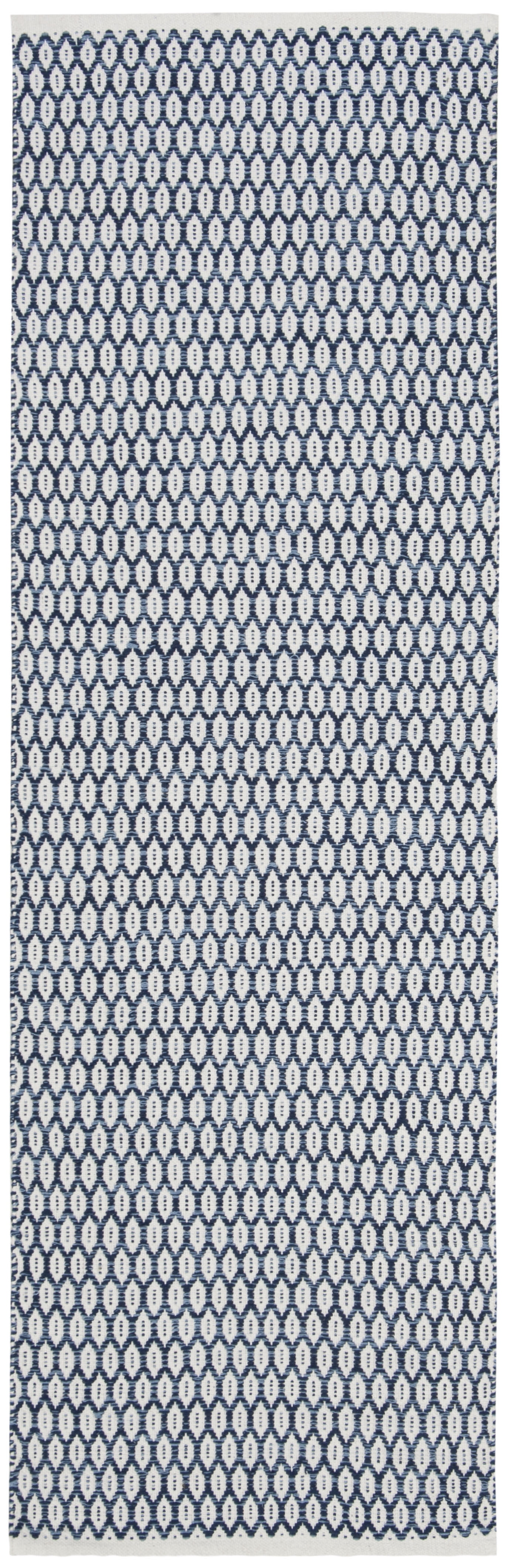 SAFAVIEH Montauk Crystal Geometric Cotton Runner Rug, Navy/Ivory, 2'3 ...