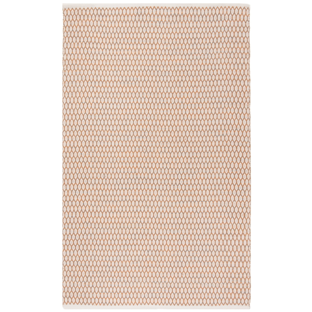 Ivory and Orange Handwoven Cotton Area Rug