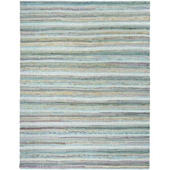 SAFAVIEH Montauk Darion Striped Cotton Area Rug, Aqua/Multi, 2'6" x 4'
