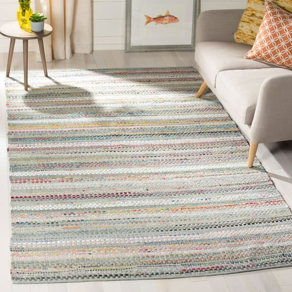 SAFAVIEH Montauk Darion Striped Cotton Area Rug, Grey/Multi, 5' x 8'