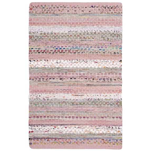SAFAVIEH Montauk Darion Striped Cotton Area Rug, Pink/Multi, 2'6" x 4'