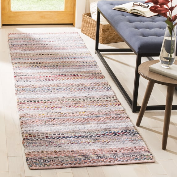 SAFAVIEH Montauk Darion Striped Cotton Runner Rug, Pink/Multi, 2'3" x 8'