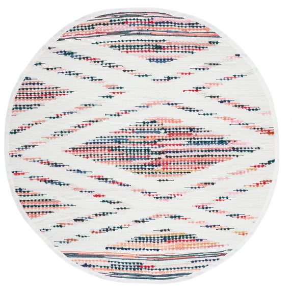 SAFAVIEH Montauk Earleen Diamond Area Rug, Ivory/Black, 6' x 6' Round