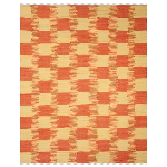 SAFAVIEH Montauk Eglantine Checkered Cotton Area Rug, Yellow/Orange, 2'6" x 4'