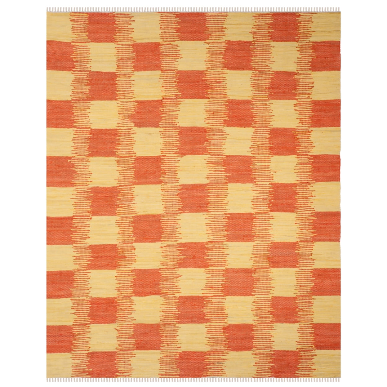 Coastal Charm Yellow & Orange Cotton Flat Woven Rug, 3' x 5'