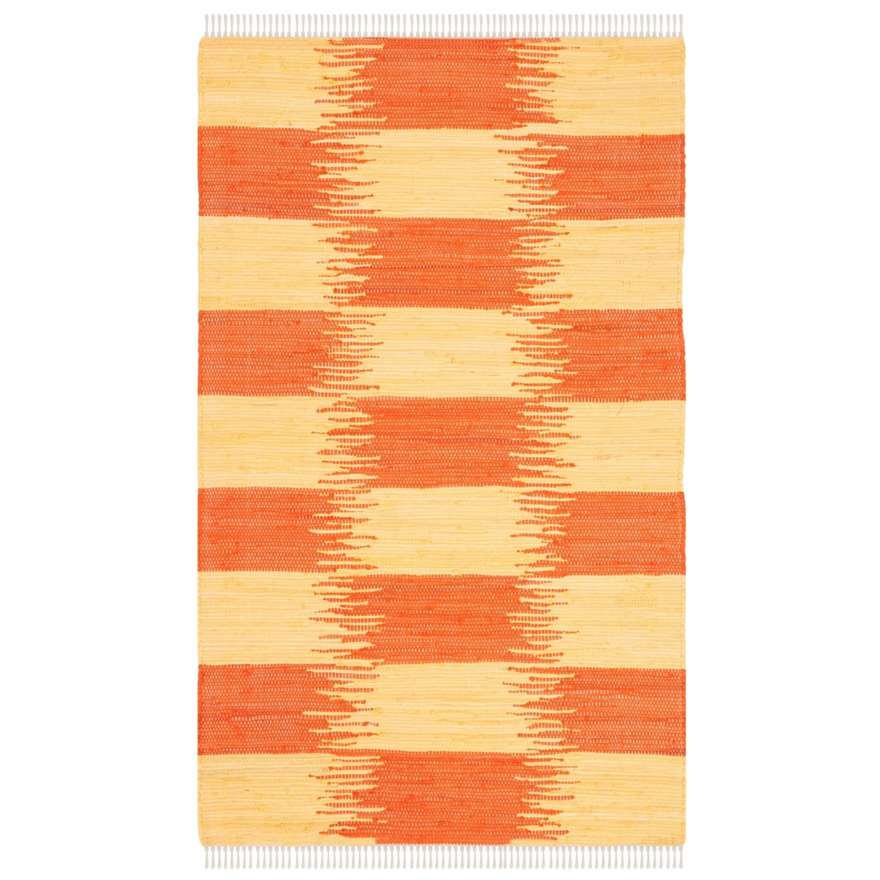 Coastal Charm Yellow & Orange Cotton Flat Woven Rug, 3' x 5'