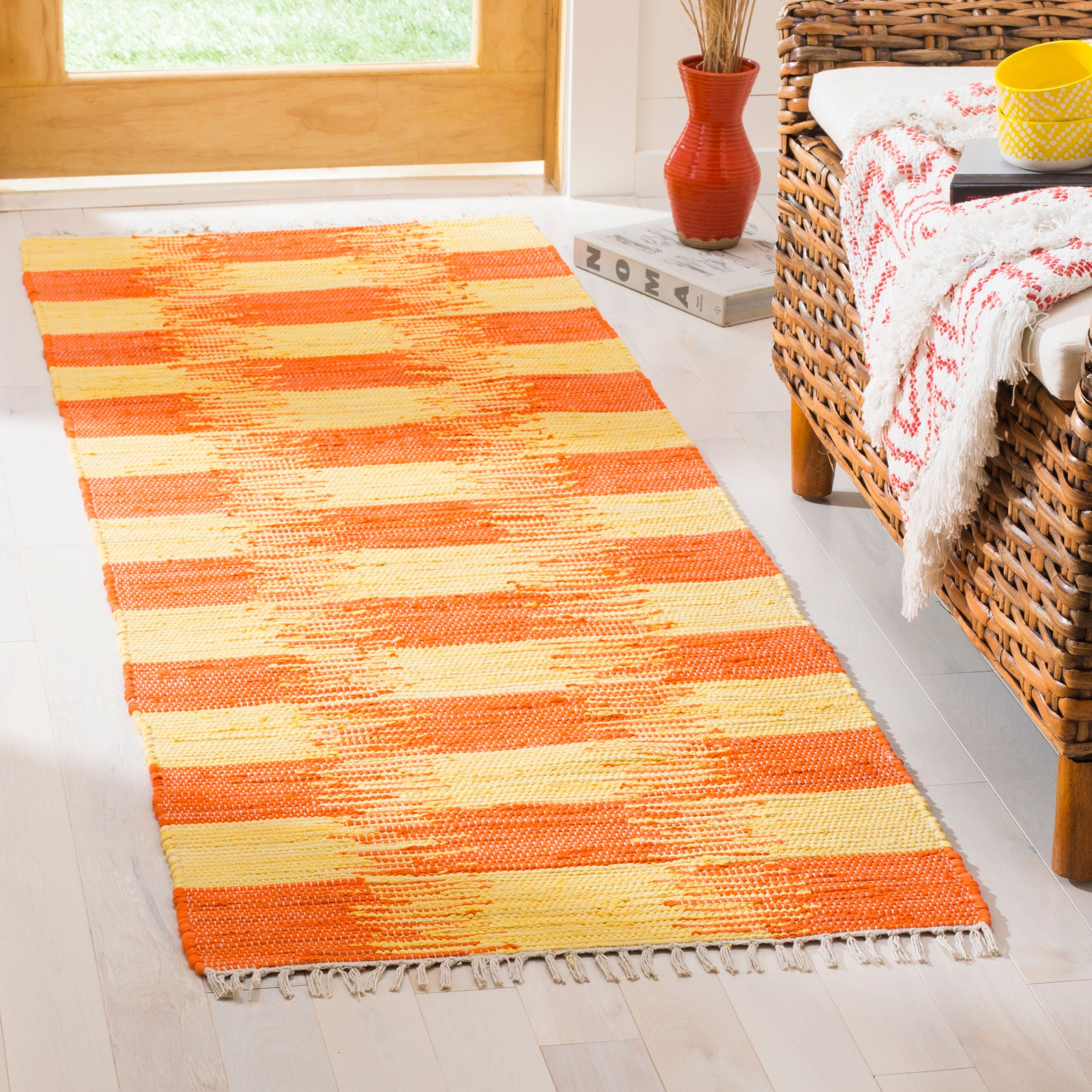 Coastal Charm Multicolor Cotton-Wool Flat Woven Runner Rug 2'3" X 7'