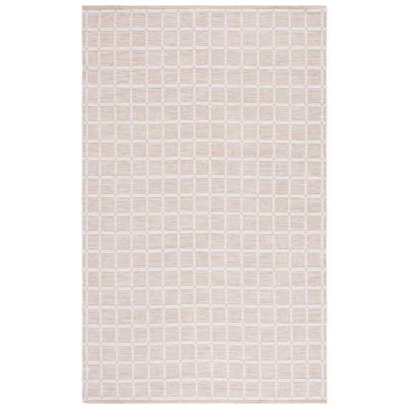SAFAVIEH Montauk Elwyn Checkered Cotton Area Rug, Beige/Ivory, 4' x 6'