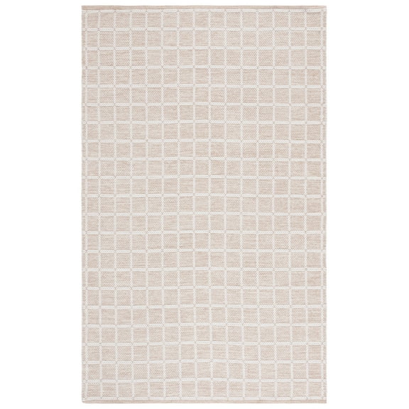 SAFAVIEH Montauk Elwyn Checkered Cotton Area Rug, Beige/Ivory, 5' x 8'