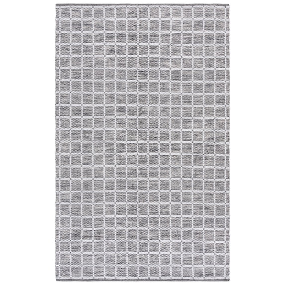 SAFAVIEH Montauk Elwyn Checkered Cotton Area Rug, Black/Ivory, 6' x 9'