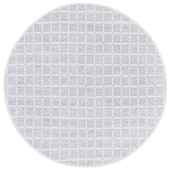 SAFAVIEH Montauk Elwyn Checkered Cotton Area Rug, Gray/Ivory, 6' x 6' Round