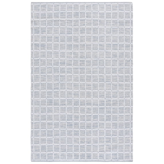 SAFAVIEH Montauk Elwyn Checkered Cotton Area Rug, Gray/Ivory, 6' x 9'