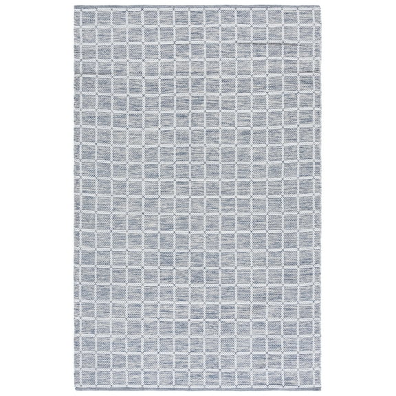 SAFAVIEH Montauk Elwyn Checkered Cotton Area Rug, Navy/Ivory, 4' x 6'