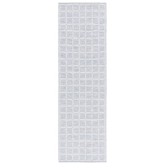 SAFAVIEH Montauk Elwyn Checkered Cotton Runner Rug, Gray/Ivory, 2'3" x 8'