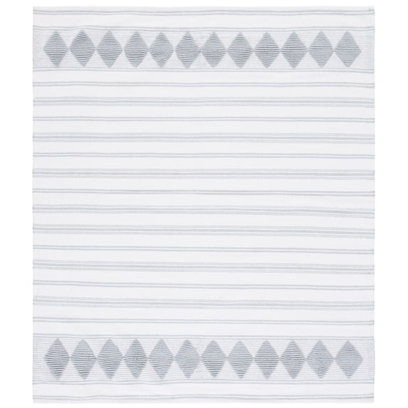 SAFAVIEH Montauk Foliage Striped Cotton Area Rug, Aqua/Ivory, 6' x 6' Square