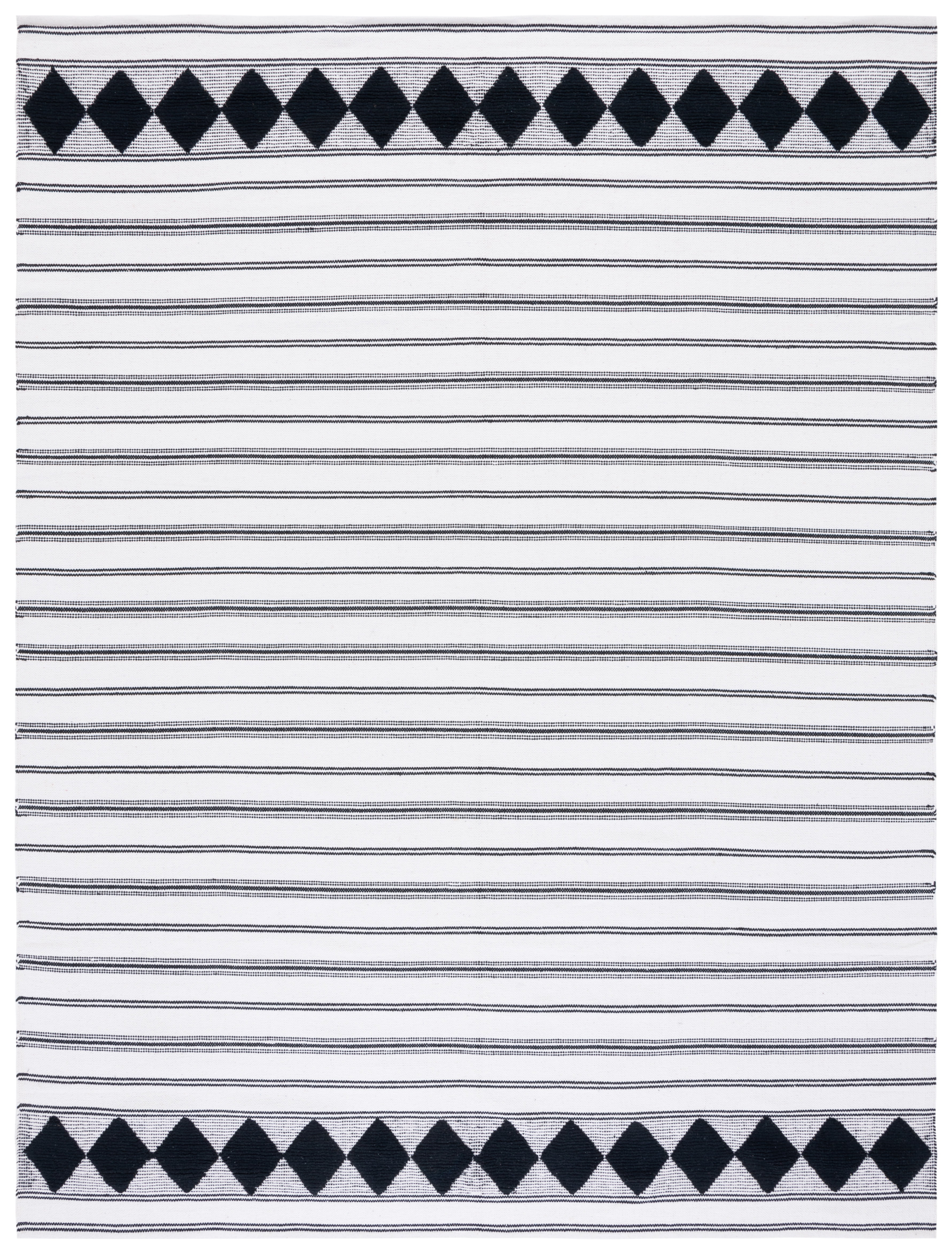 SAFAVIEH Montauk Foliage Striped Cotton Area Rug, Black/Ivory, 8' x 10'
