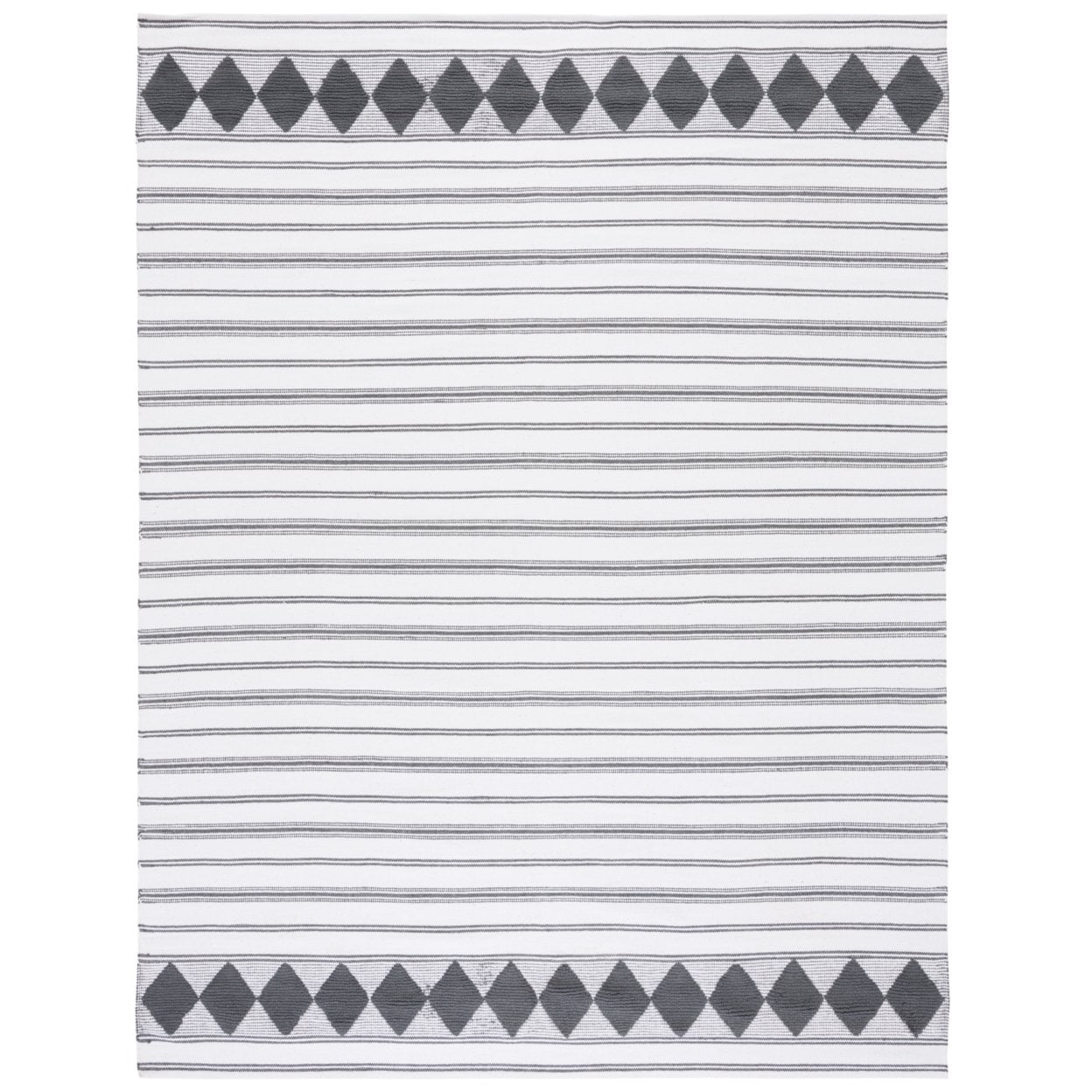 SAFAVIEH Montauk Foliage Striped Cotton Area Rug, Dark Grey/Ivory, 6' x 9'