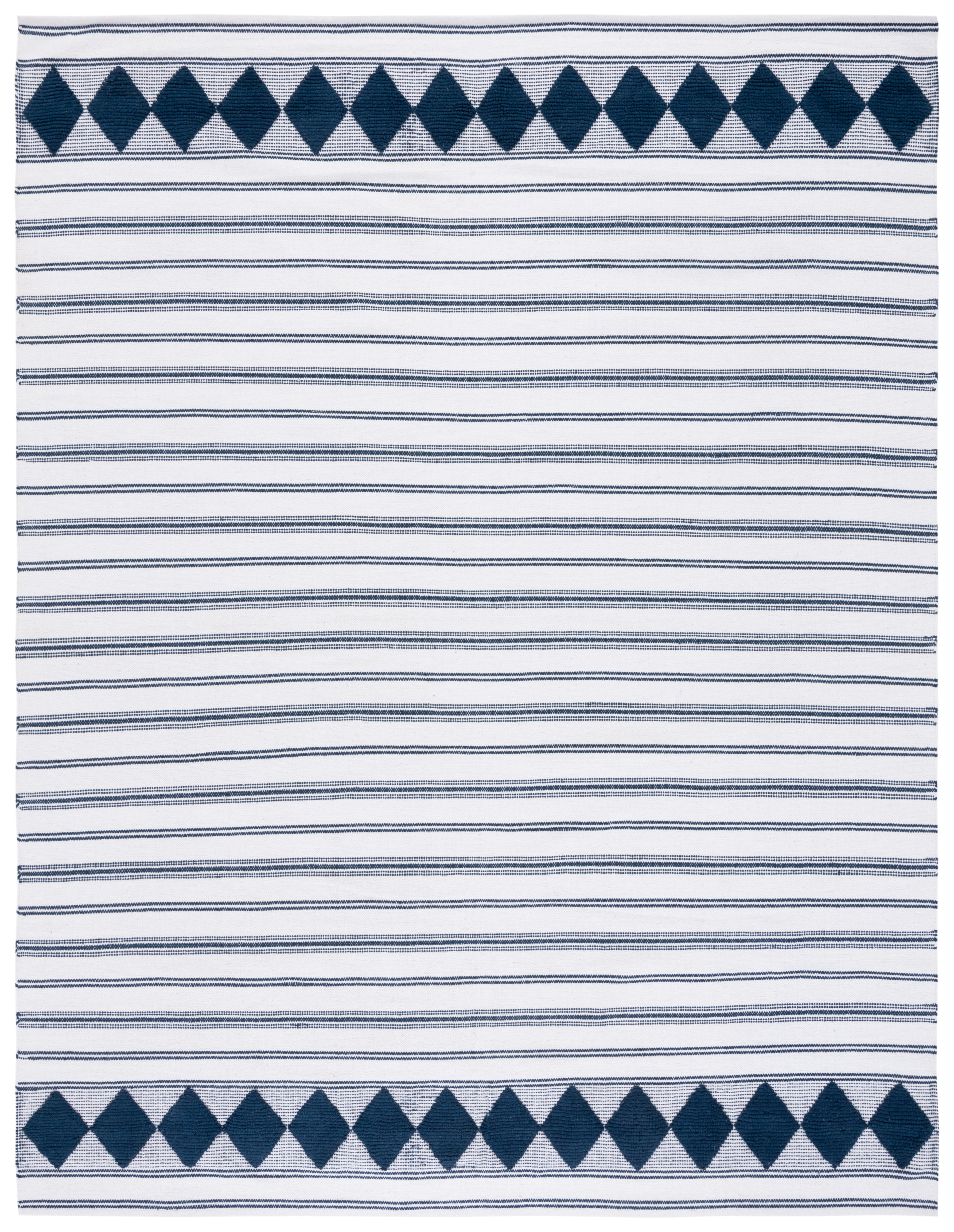 SAFAVIEH Montauk Foliage Striped Cotton Area Rug, Navy/Ivory, 8' x 10'