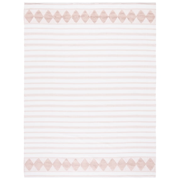 SAFAVIEH Montauk Foliage Striped Cotton Area Rug, Pink/Ivory, 8' x 10'