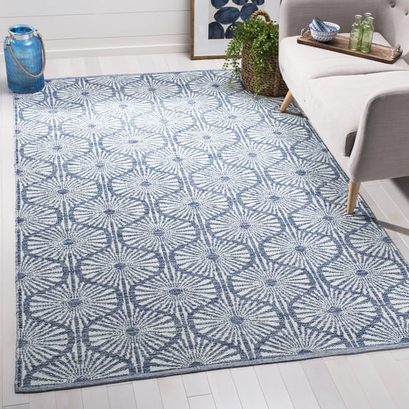 SAFAVIEH Montauk Garland Geometric Area Rug, Navy/Ivory, 3' x 5'