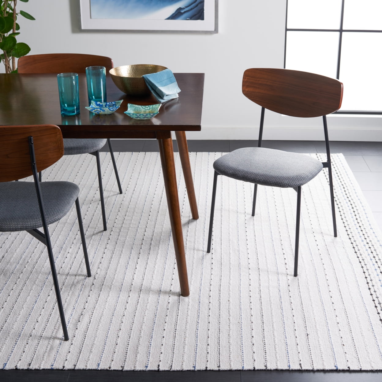 Coastal Charm Ivory Cotton Handwoven Ikat Rug - 3' x 5'