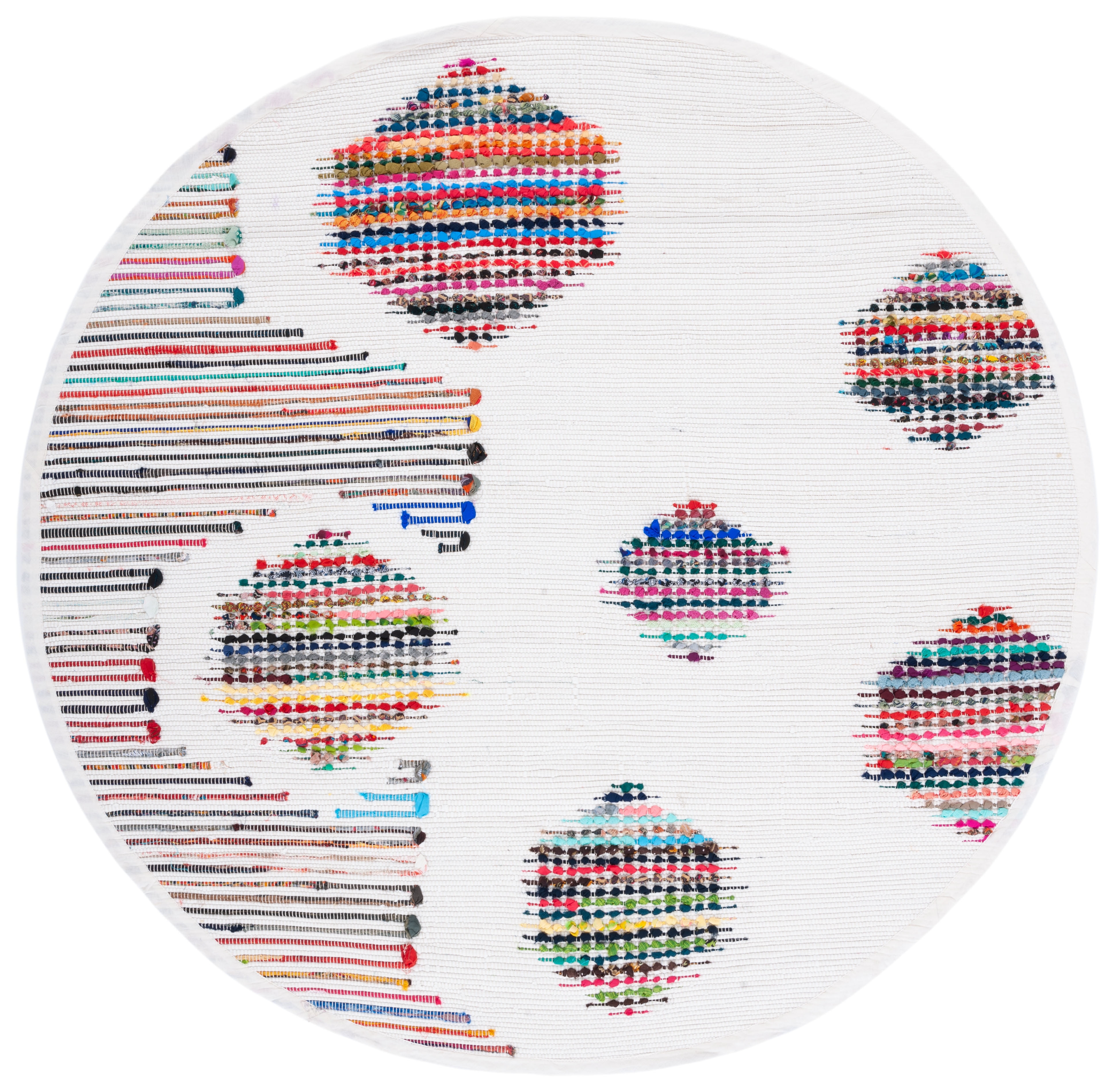 SAFAVIEH Montauk Gino Abstract Area Rug, Ivory/Red, 6' x 6' Round