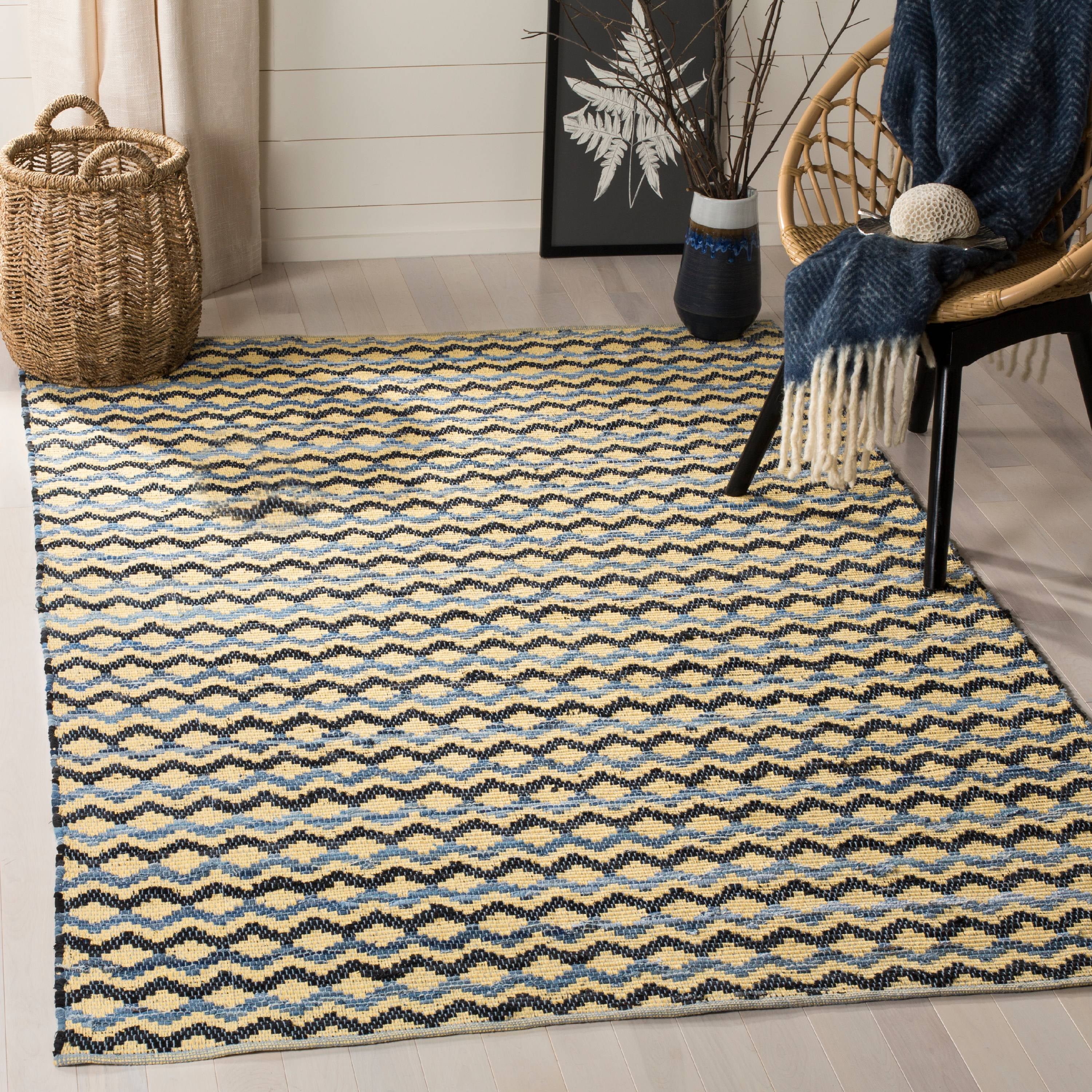 Montauk Black and Gold Handwoven Wool Cotton Square Rug