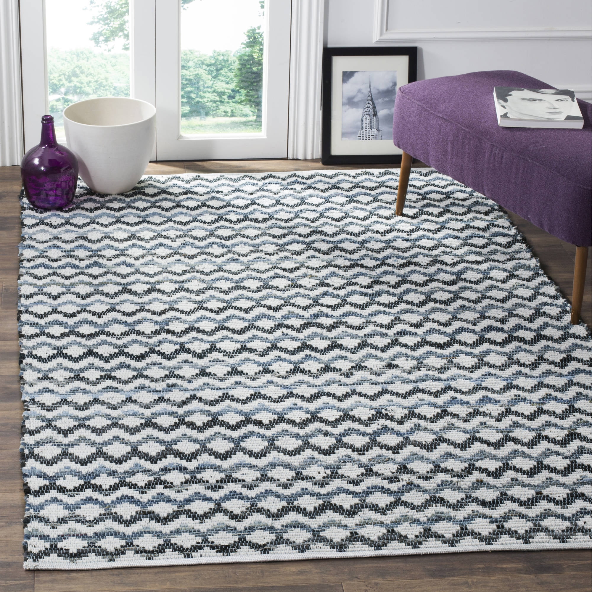 Montauk Off-White Geometric Cotton 8' x 10' Area Rug