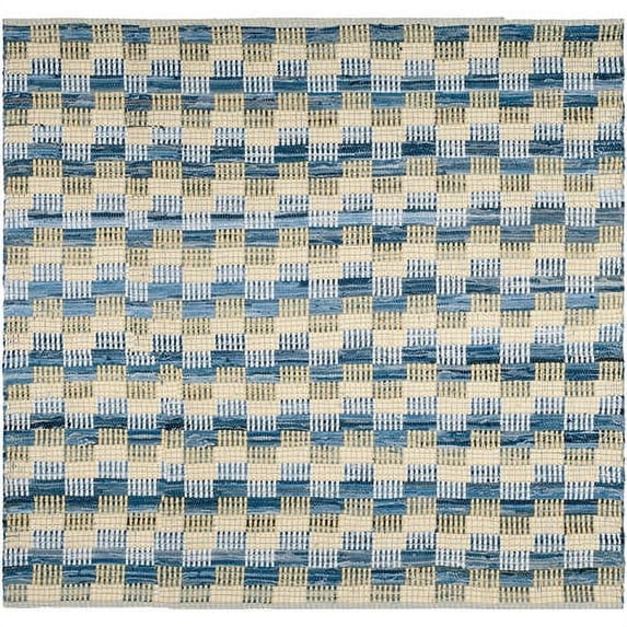 SAFAVIEH Montauk Irving Geometric Squares Cotton Area Rug, Gold/Multi, 4' x 4' Round