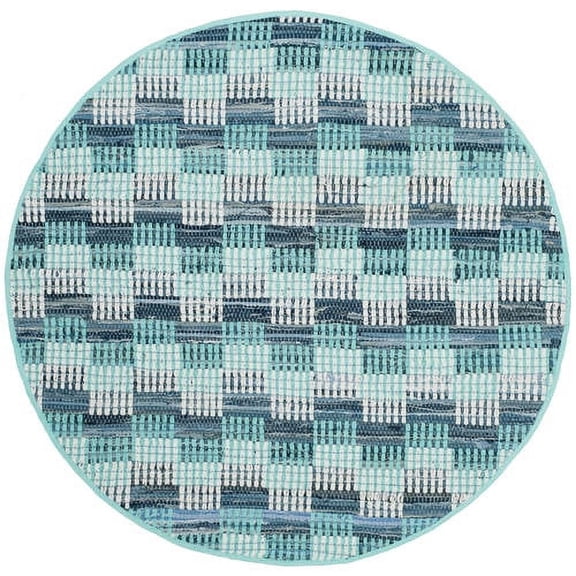 SAFAVIEH Montauk Irving Geometric Squares Cotton Area Rug, Turquoise/Multi, 2'6" x 4'