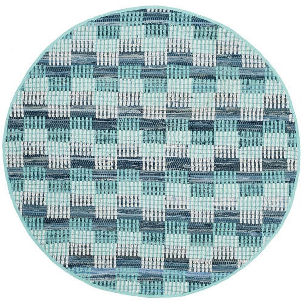 SAFAVIEH Montauk Irving Geometric Squares Cotton Area Rug, Turquoise ...