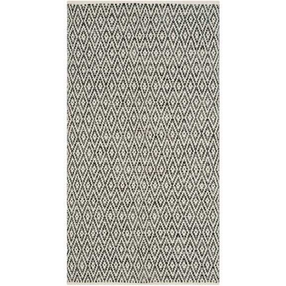 SAFAVIEH Montauk Jakov Geometric Diamond Cotton Area Rug, Ivory/Dark Grey, 2'3" x 3'9"