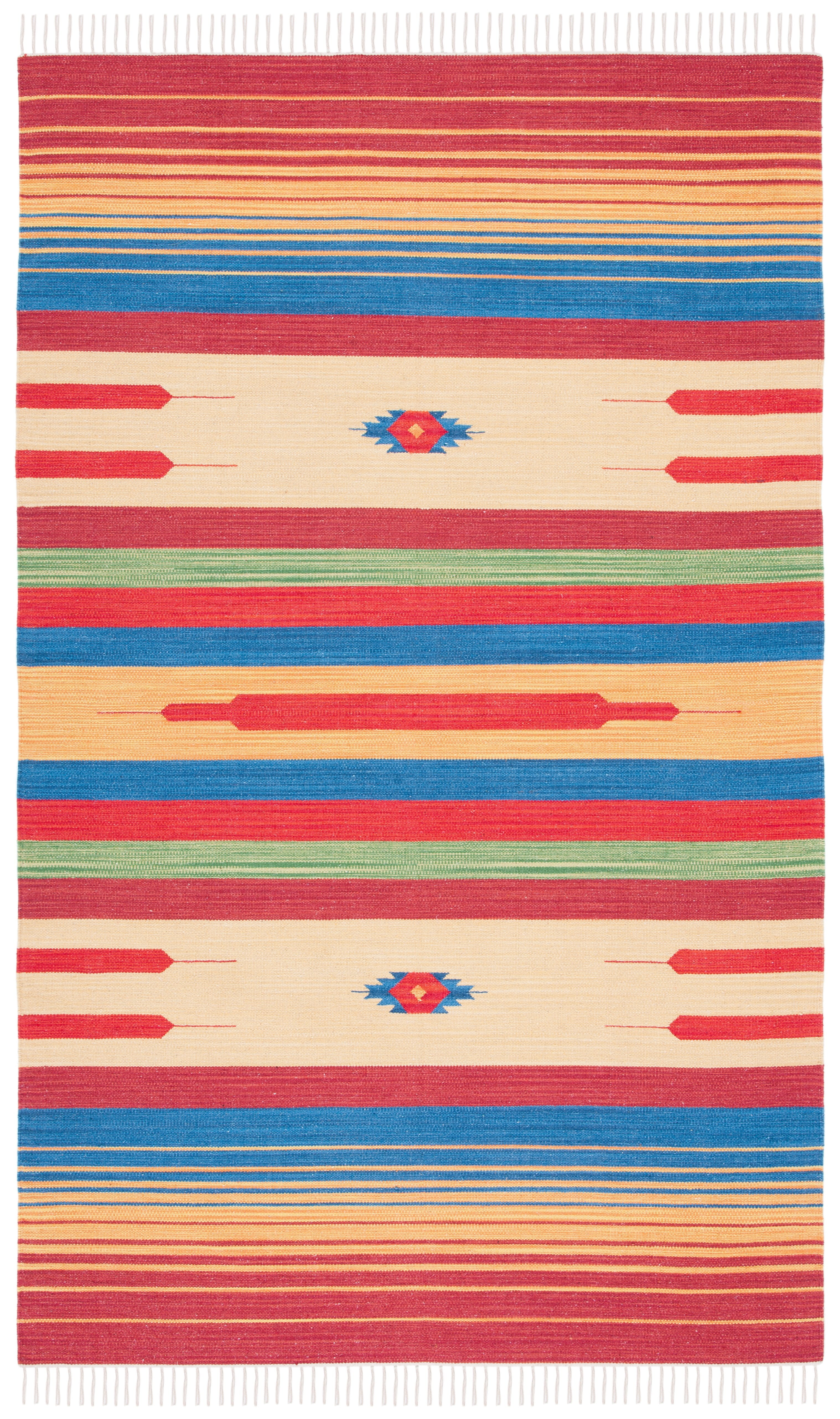 SAFAVIEH Montauk Jaslyn Southwestern Cotton Area Rug, Red/Blue, 5' x 8'