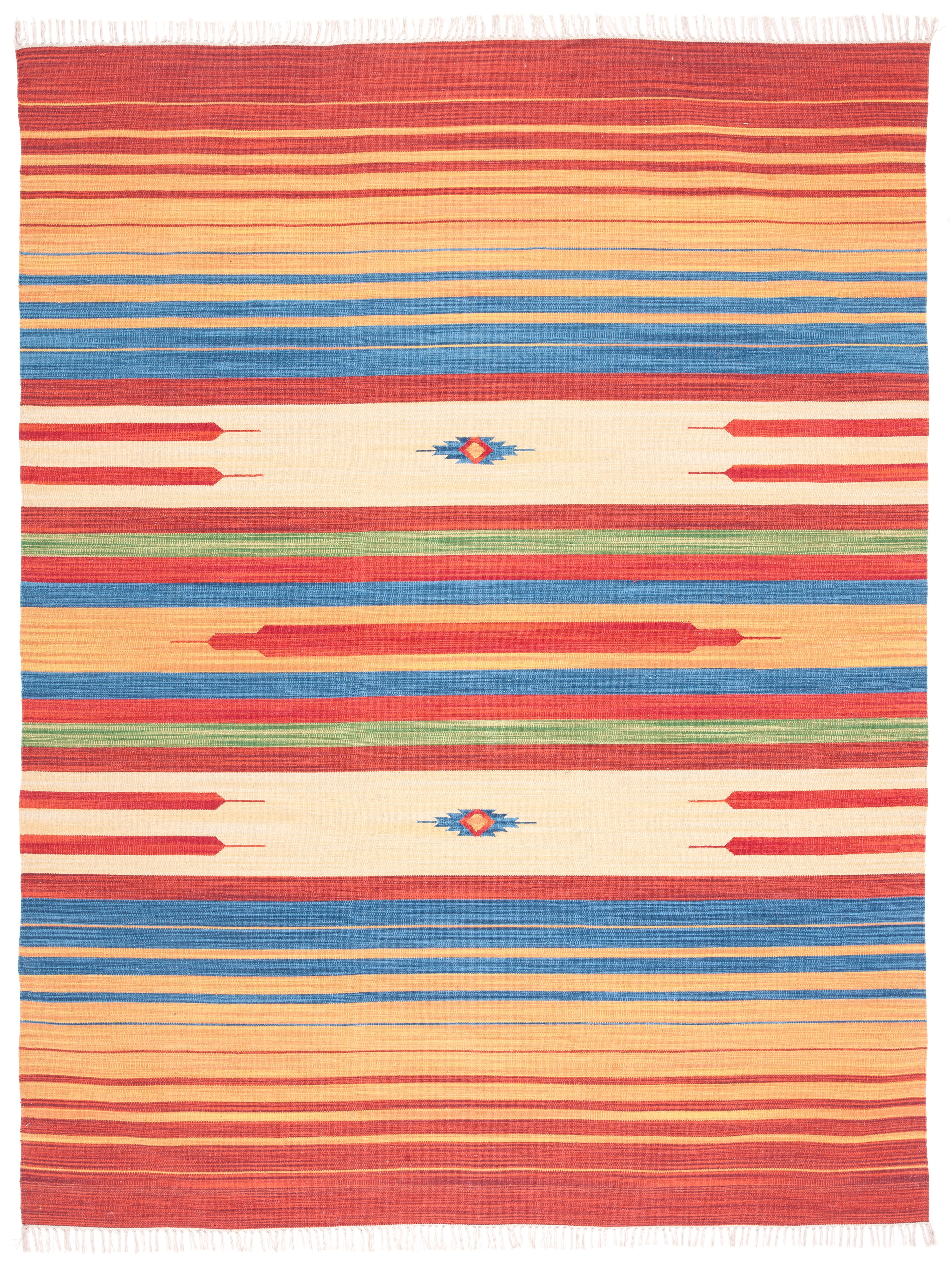 SAFAVIEH Montauk Jaslyn Southwestern Cotton Area Rug, Red/Blue, 8' x 10'